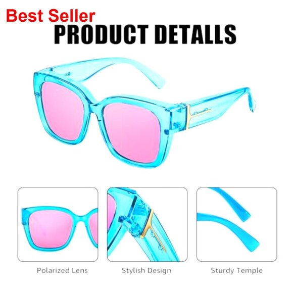 Polarized Fit Over Sunglasses Oversized Square Frame UV Protection main image 7